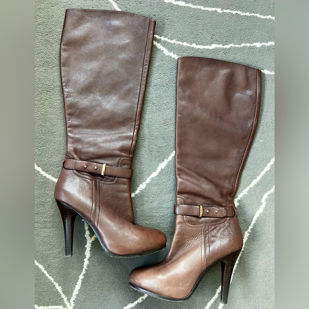 Brown Leather Knee-High Boots
